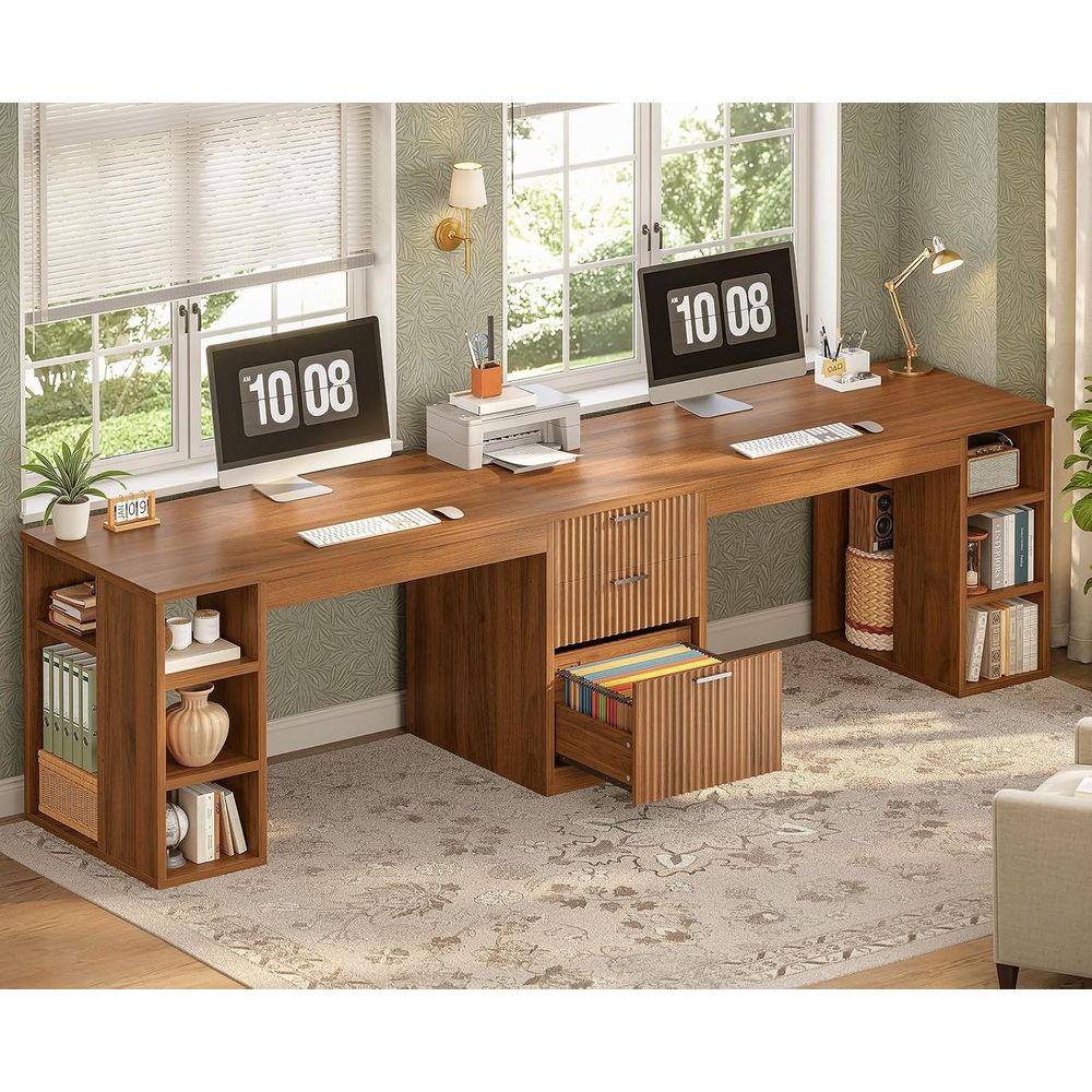 Home Office With Two Desks - مكتب كمبيوتر 96.5 بوصة مع طاولات،