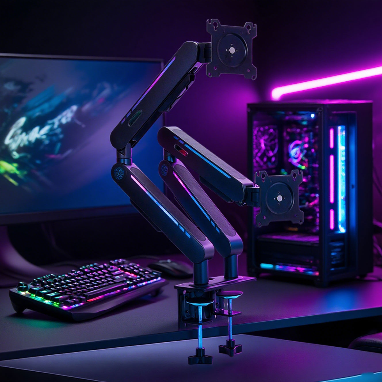 Monitor Arm Dual - حامل مكتب جديد بذراع مزدوج قابل