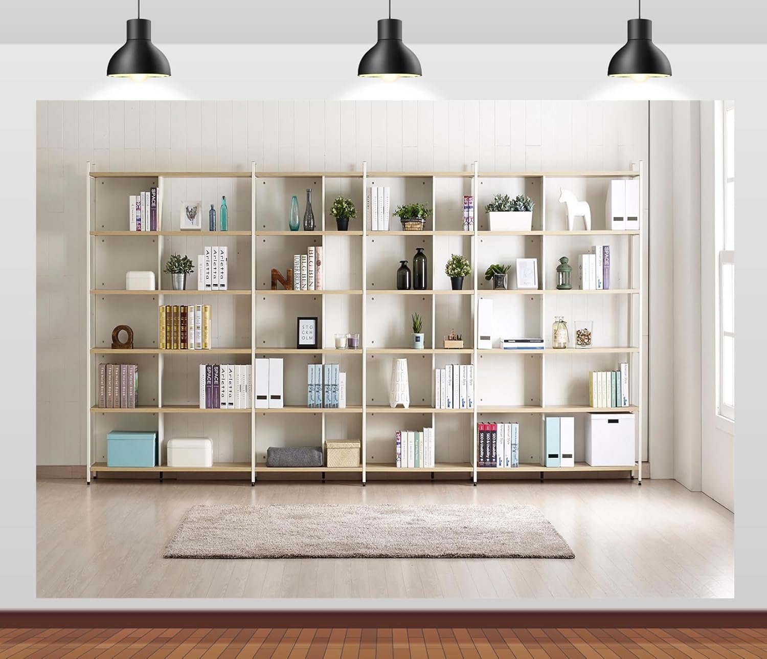 Home Office Zoom Background - رف الكتب خلفية التصوير الفوتوغرافي غرفة