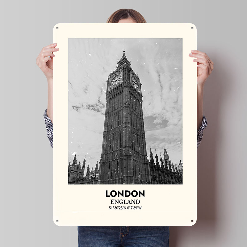 Home Office Of London - لافتة معدنية مطبوعة بتصميم بيج بن