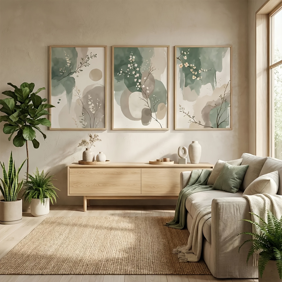 3 قطع من لوحات فنية جدارية على - مراجعة Home Office With Plants وسعره