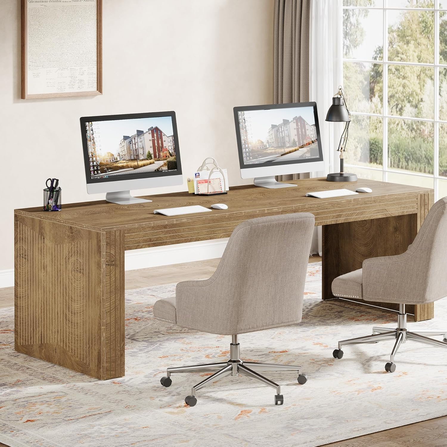 # مكتب كمبيوتر مزدوج طويل جدًا - مراجعة Home Office With Two Desks وسعره