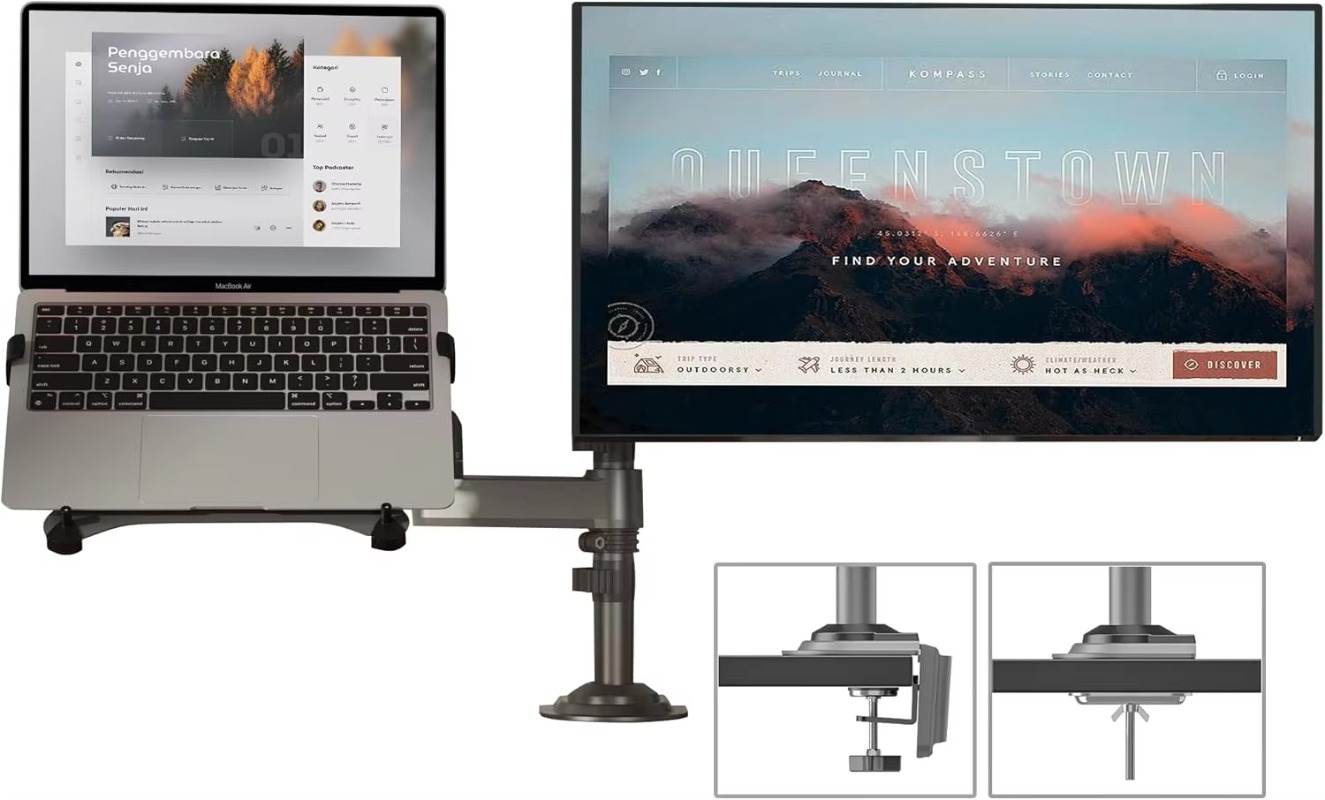 حامل كمبيوتر محمول كومبو 2 في  - مراجعة Monitor Arm Dual وسعره