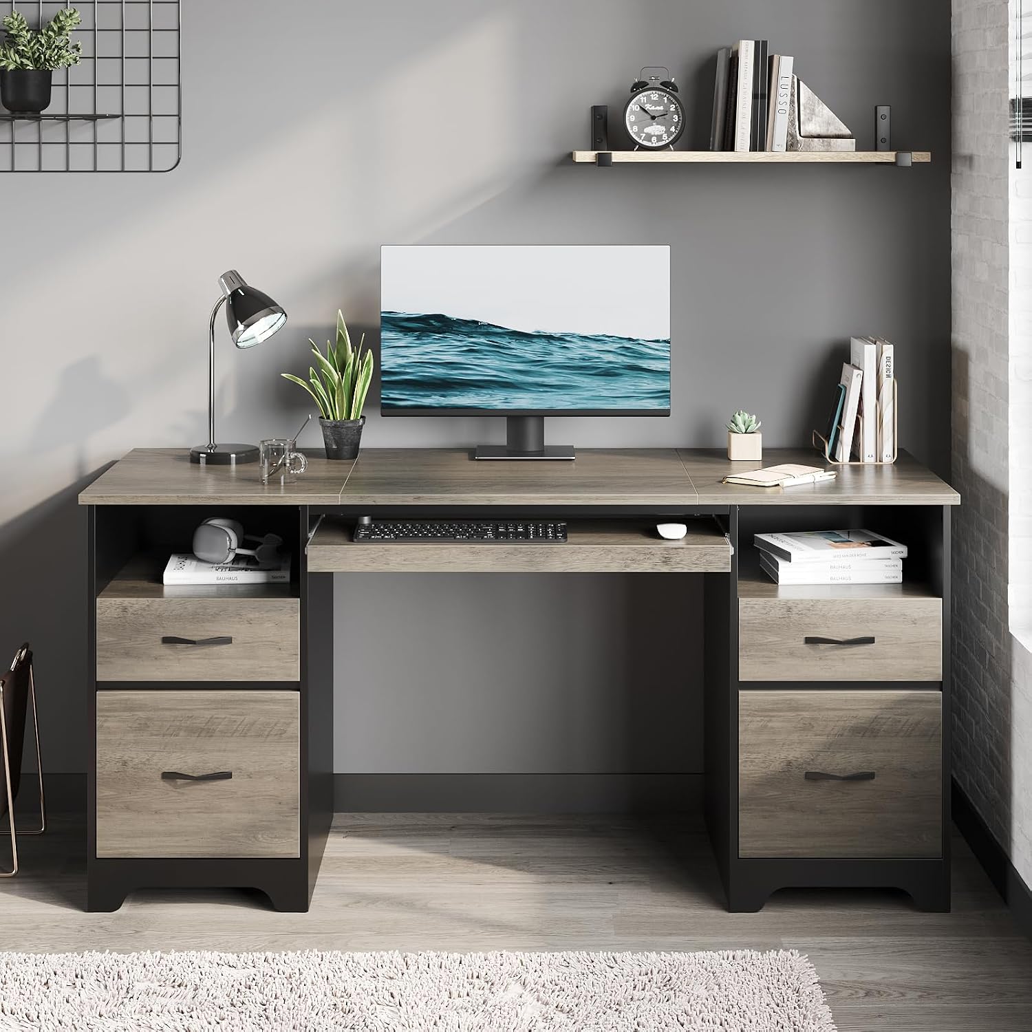 مكتب كمبيوتر تنفيذي مع أربعة أ - مراجعة Home Office With Two Desks وسعره