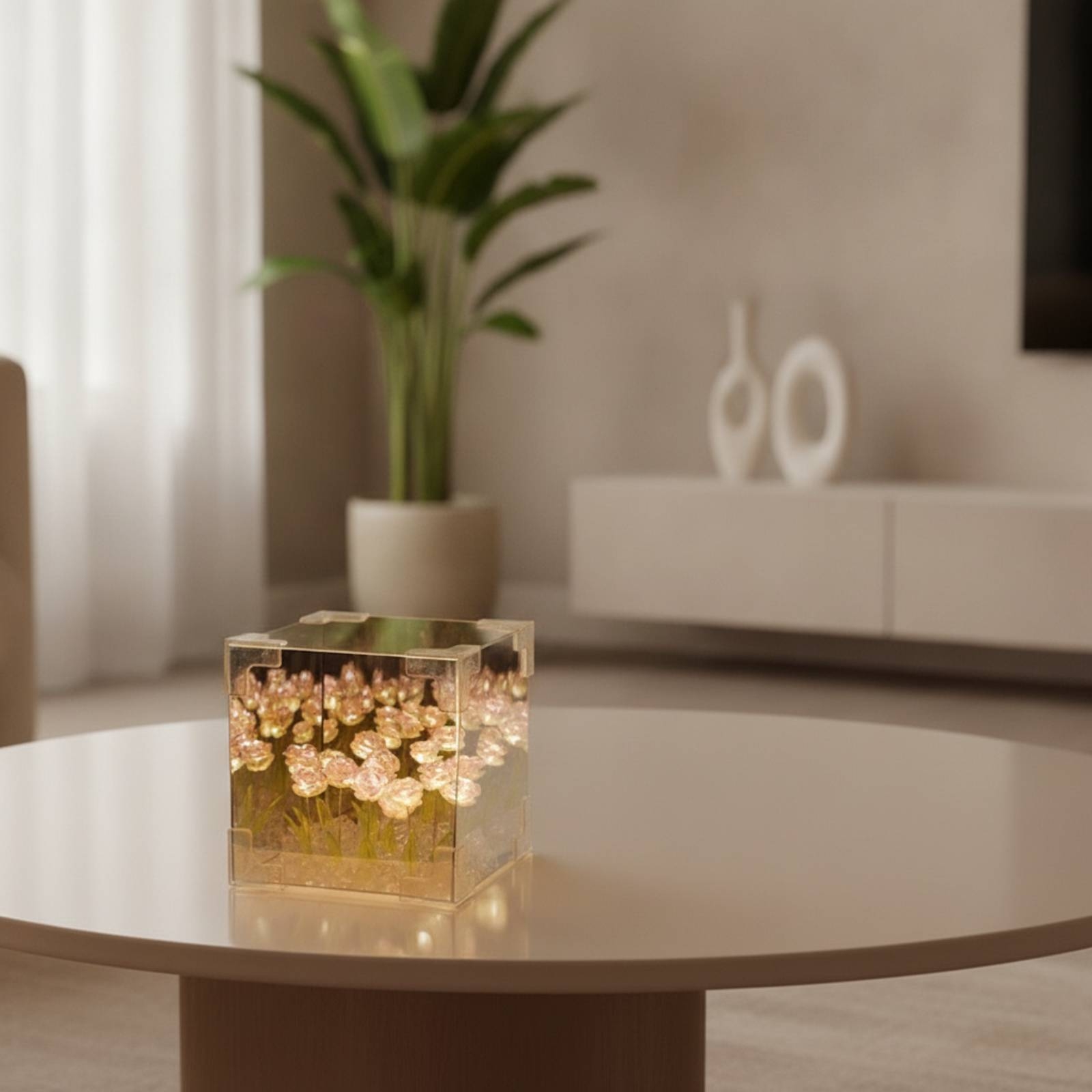 مصباح وردة مع مكعب أكريليك، إض - مراجعة Desk Lamp Led وسعره